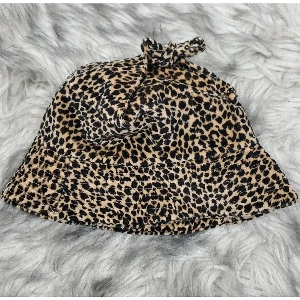 Baby Gap 1/1X 12-24 Mos Cotton Lined Girl's Animal Print Bucket Hat with Bow